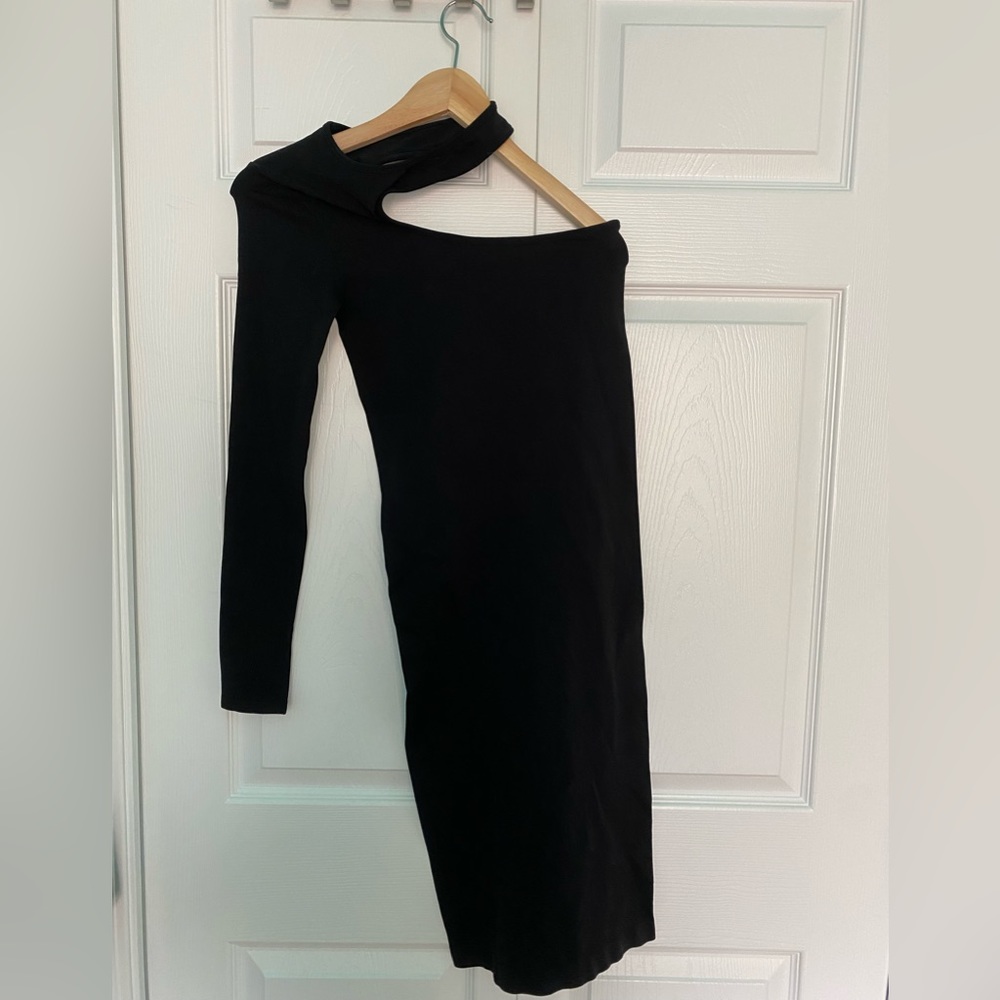 Helmut Lang Cut-Out Single Sleeve Fitted Dress - Picture 3 of 4
